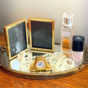 Small Vintage Double Gold Tone Metal Photo Frame